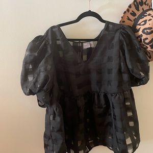 Sheer checkered shirt, peplum